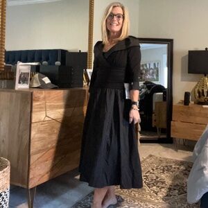Semi formal black midi dress/ wedding/ cocktail
